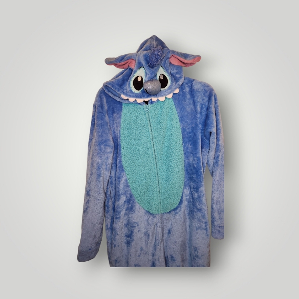 Disney Women's Plush Stitch Union Suit Romper Pajamas M 8 10 Halloween Costume